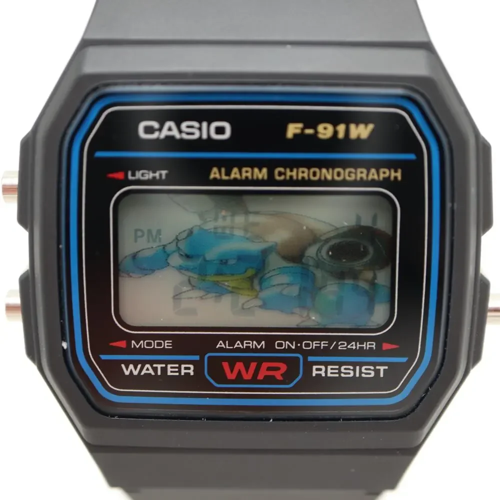 Casio F-91W Custom Blastoise Mod UPGRADED BLUE BACKLIGHT Digital Watch Sugimori